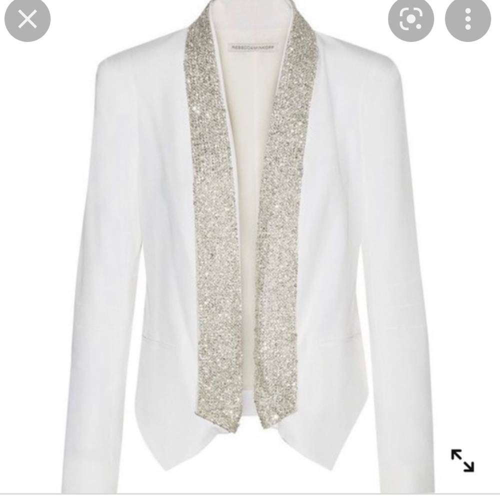 Rebecca Minkoff white blazer with sequin lapel